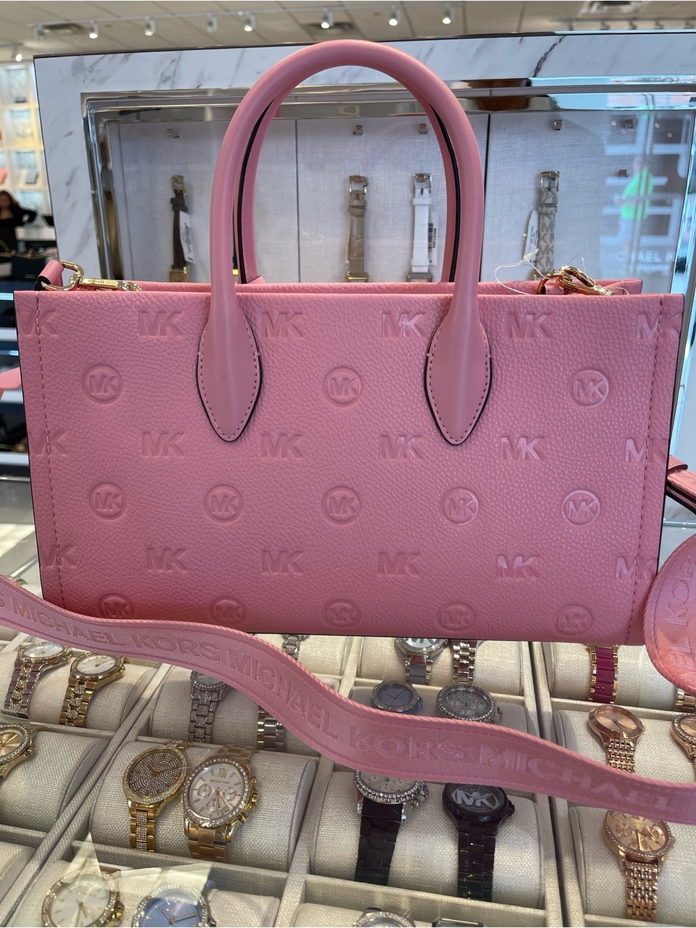 Michael Kors Mirella Md Logo Debossed Satchel Shoulder Tote Handb
Carnation 
NWT - Picture 10 of 16